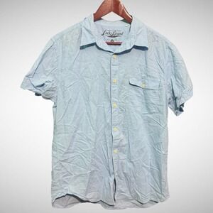 Lucky Brand Shirt Mens Medium Solid Blue Short Sleeve Button Down Pre Owned